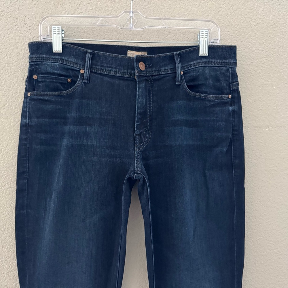 Mother The Cruiser Flare Jeans 30 Ink Paper Dark Blue Denim Mid Rise Minimalist - Picture 7 of 14